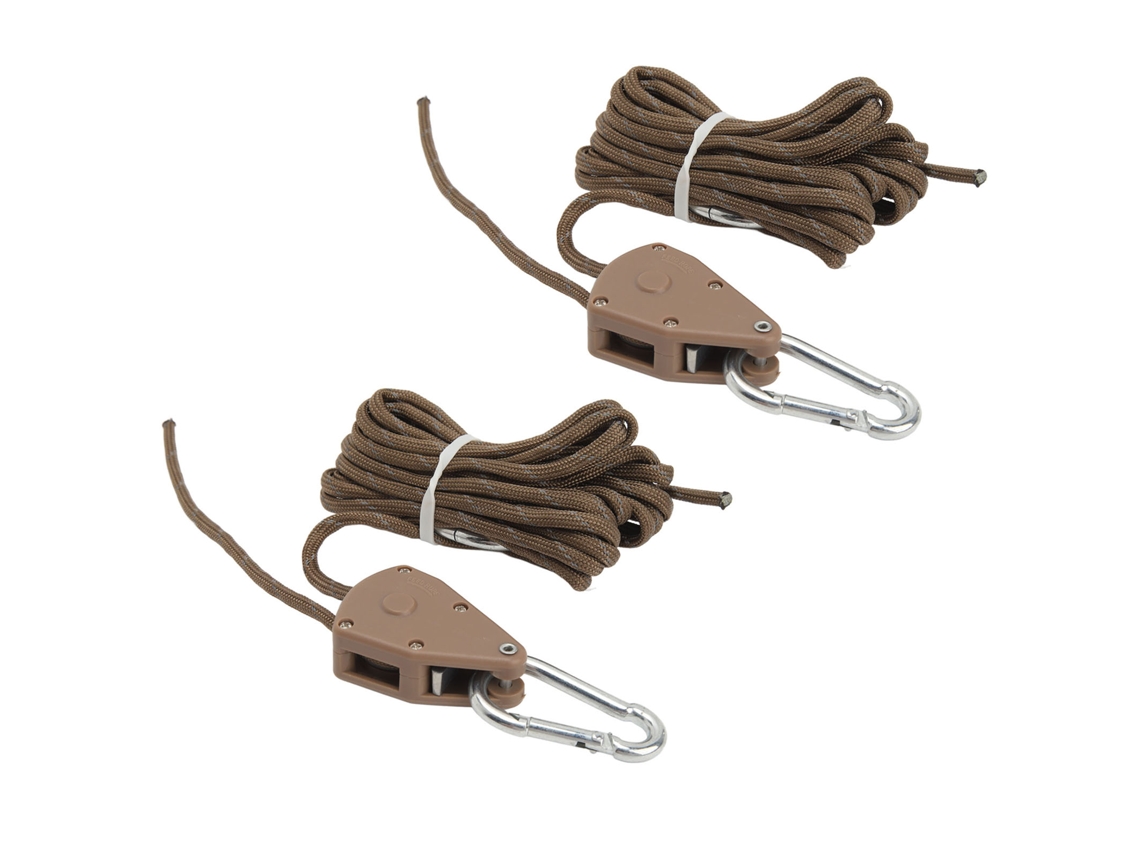 Corda de Tenda Camping Ajustável 4m 2 Peças Khaki
