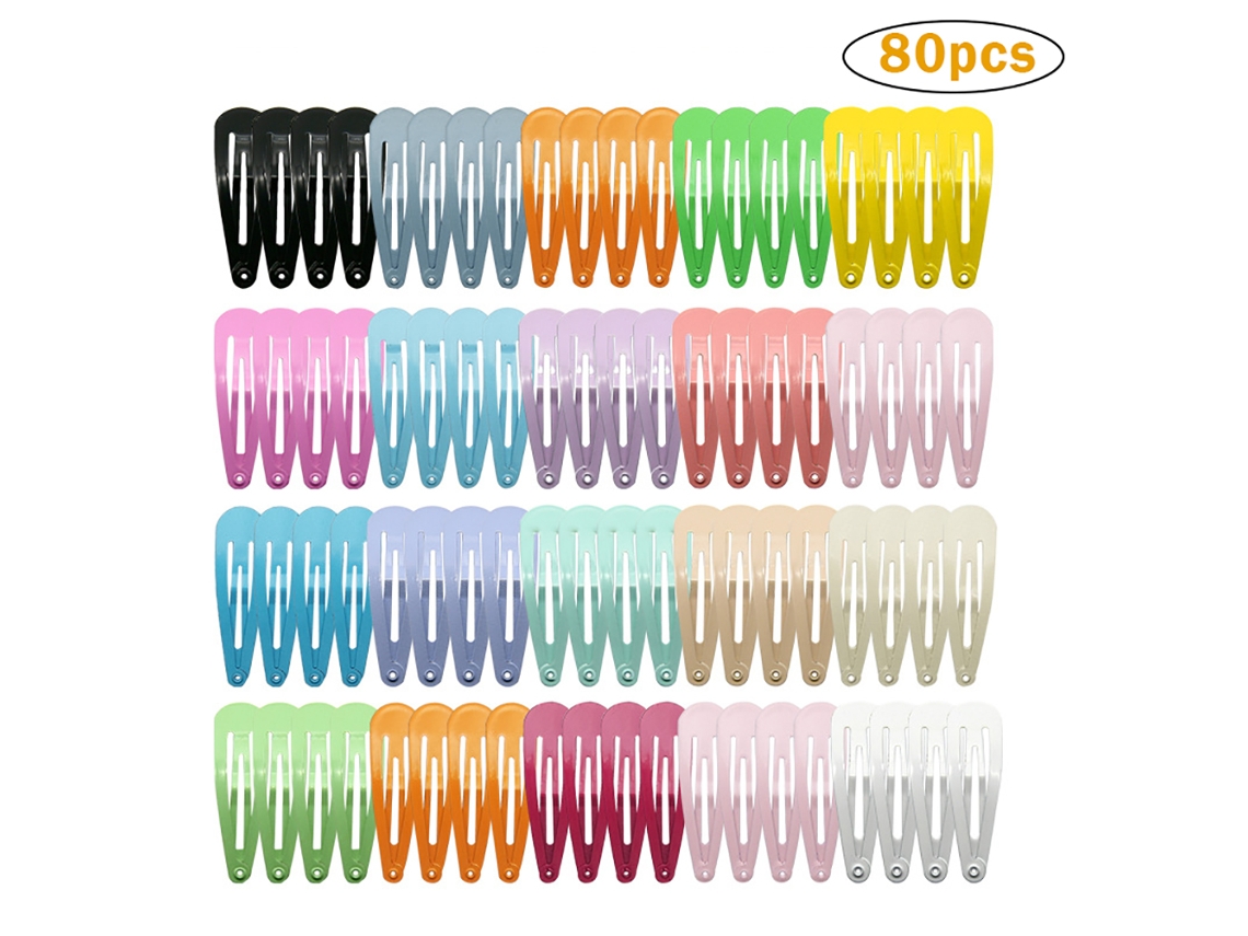 80 Peças De Grampos De Cabelo Snap 18 Cores Candy Color Para Meninas Crianças Mulheres Barrettes