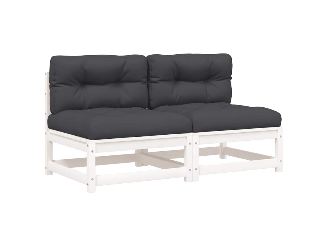 Maison Exclusive - Sofás S/ Braços P/jardim C/ Almofadões 2pcs Pinho Maciço Branco