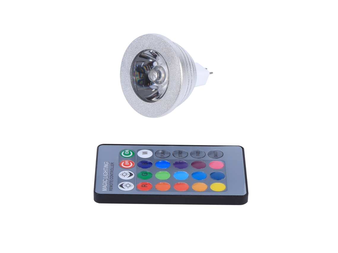 Lâmpada Led Mr16 Rgb 3w 12 24v, Controle Remoto, Mudança de Cor, para Casa, Bar