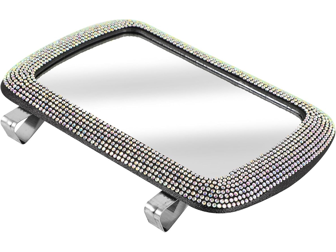 Quebra-sol Espelhado Preto Decorado Com Strass Em Abs Para Carro