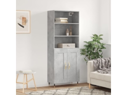 Vidaxl Armário Alto 69,5x34x180 Cm Derivados De Madeira Cinza Cimento