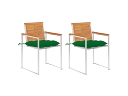 Vidaxl Cadeiras De Jardim Com Almofadões 2 Pcs Acácia Maciça E Aço
