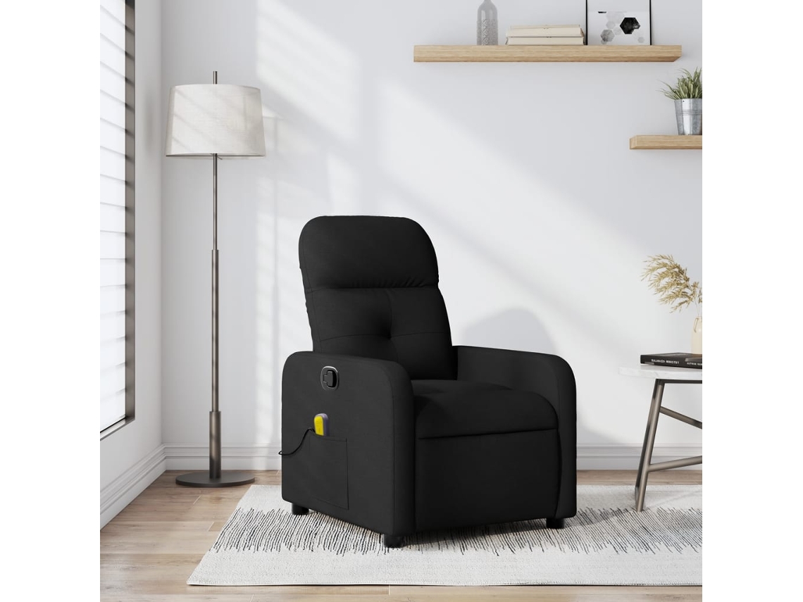 Vidaxl Poltrona De Massagem Reclinável Em Tecido Preto