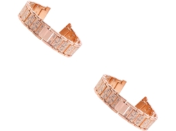 Conjunto De 2 Pulseiras De Metal Para Relógio, Com Elegantes Strass E Diamantes, Em Ouro Rosa.