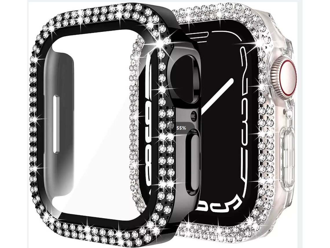 Kit Com 2 Capas Cravejadas De Strass Com Protetor De Ecrã Integrado 42mm