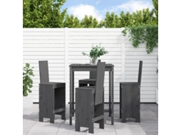 Vidaxl 5 Pcs Conjunto De Bar Para Jardim Pinho Maciço Cinzento