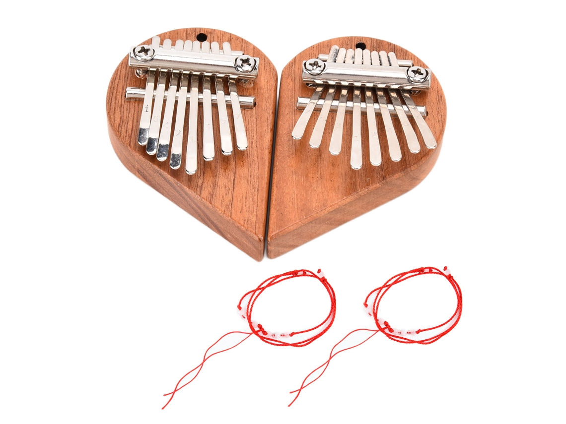 Kalimba Mão Mini Coração 8 Teclas Portátil 2 Peças