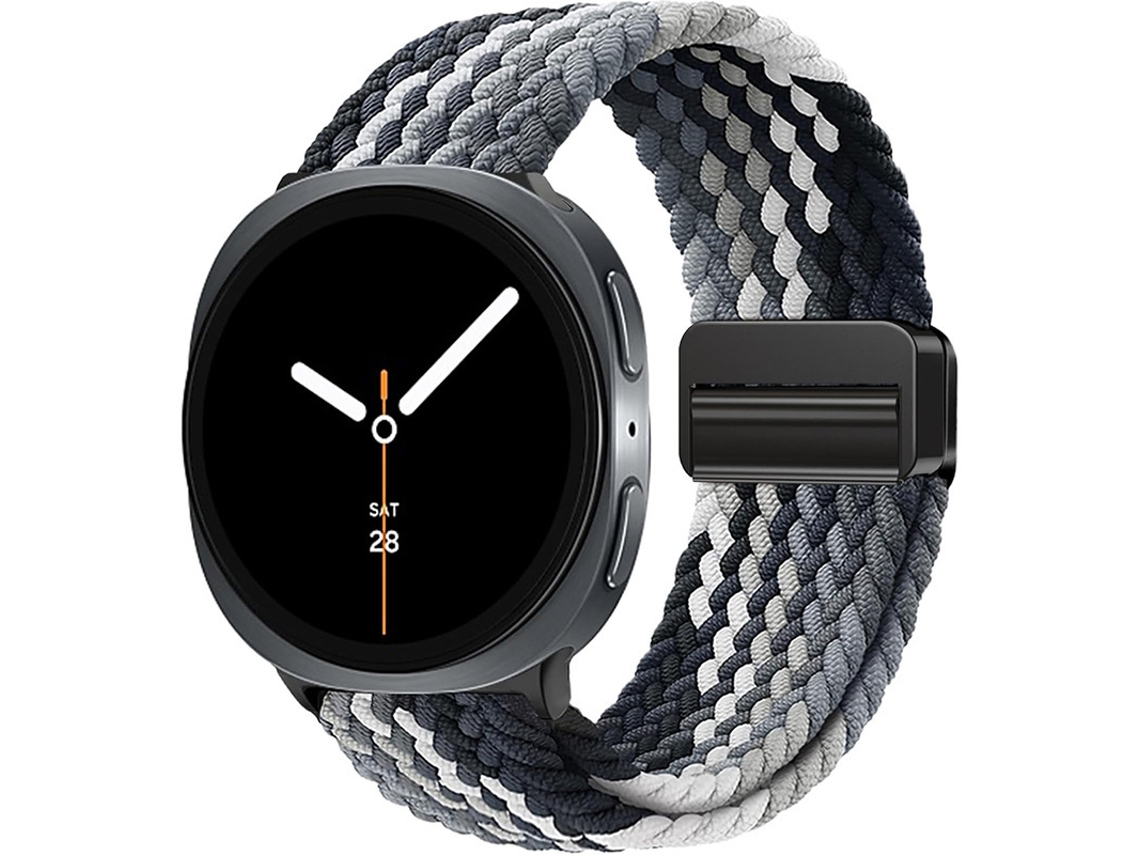 Pulseira De Nylon Trançado Com Fecho Magnético E Estampa Arco Íris Para Samsung Galaxy Watch8 Classic Preto Degradê