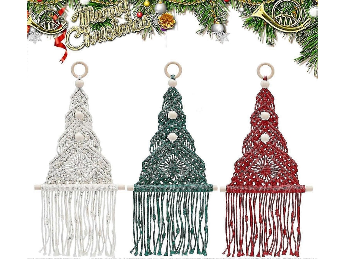 Conjunto De Enfeites De Macram Para Rvore De Natal, Ideal Para Decorao De Parede Natalina Em Estilo Boho. Hengjian