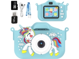 Câmera Infantil Unicorn 4800 W Pixel Dual Camera Para Crianças De 3 A 8 Anos 64g Azul Brilvibera