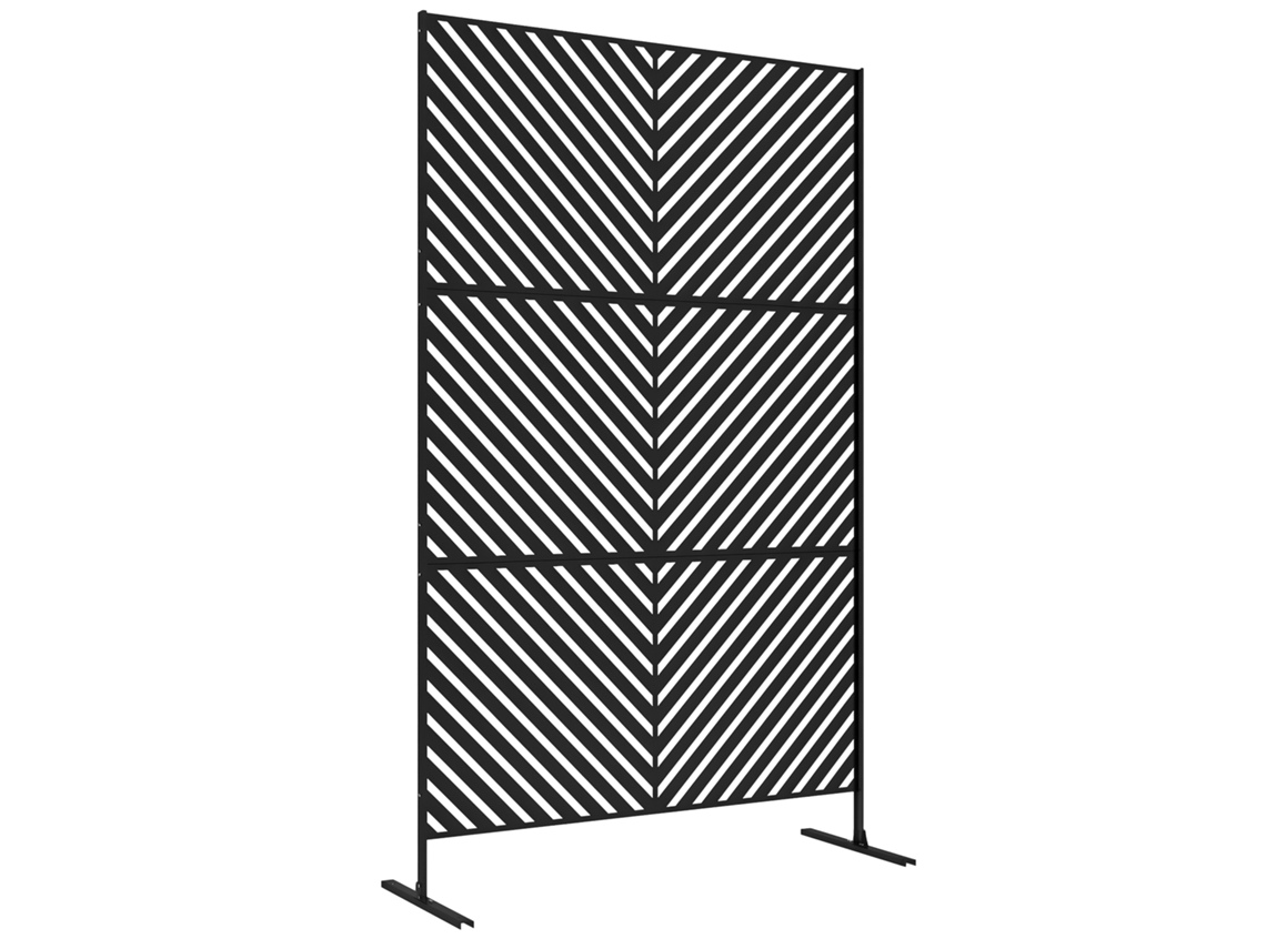 Divisória De Jardim Com Formas Geométricas, Em Metal, 122 X 45 X 198 Cm, Preta.