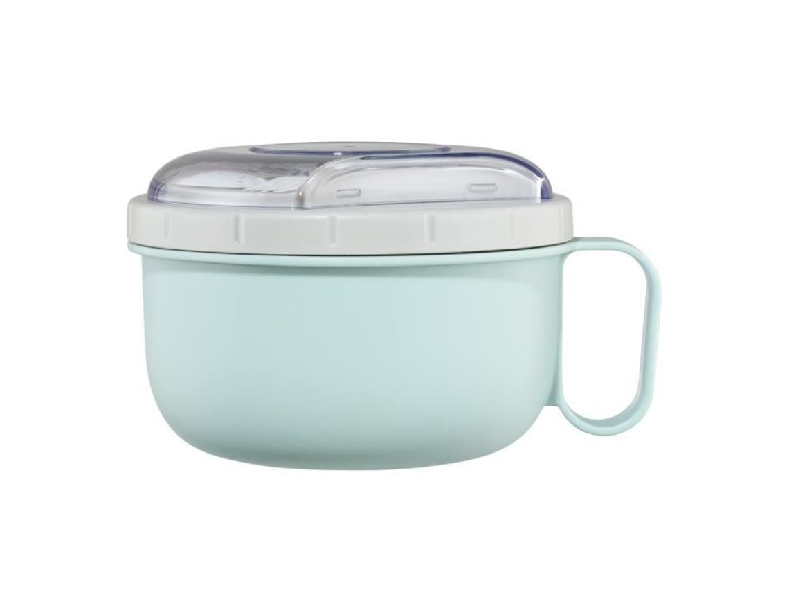 Caixa de Almoço, com Garfo e Colher, Redonda, 1 100 Ml, Azul Pastel