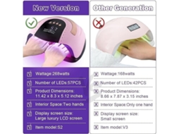 Lurelia Lâmpada Uv Led Para Unhas 268w Com Sensor Branco