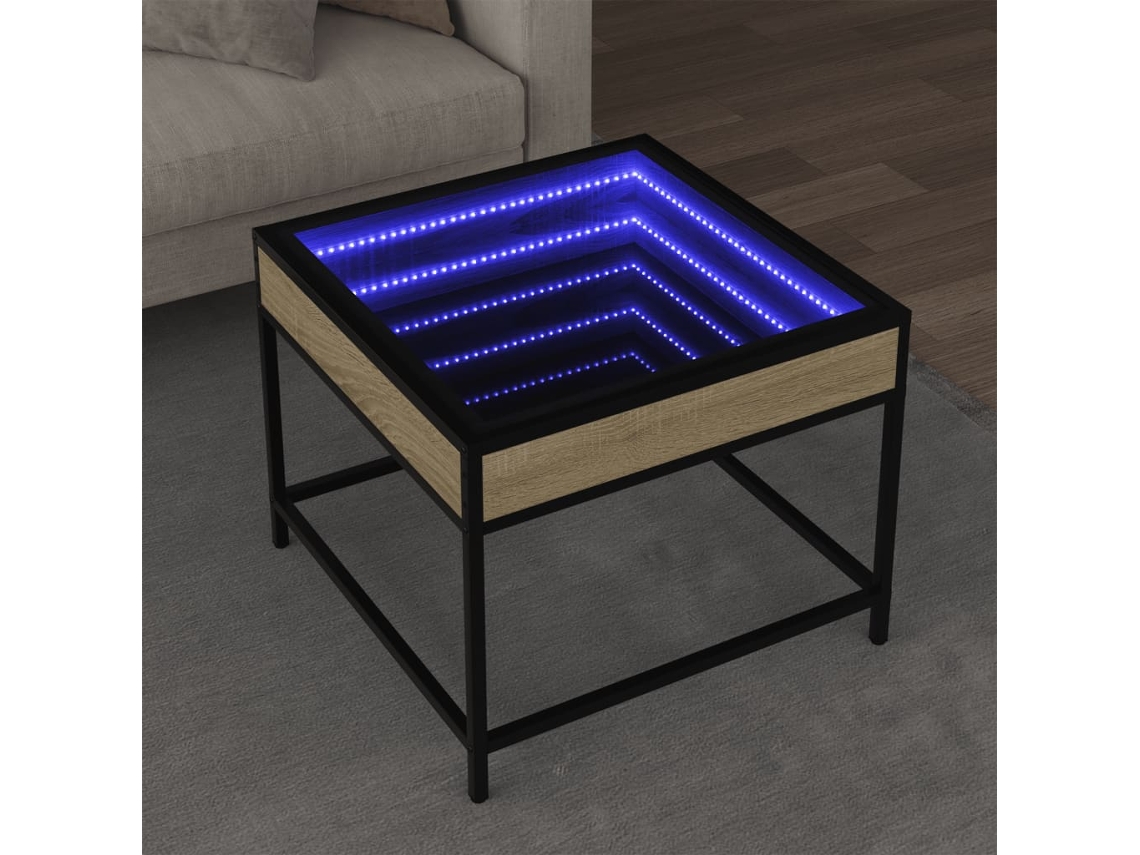 Vidaxl Mesa De Centro Luzes Led Infinity 50x50x41 Cm Carvalho Sonoma
