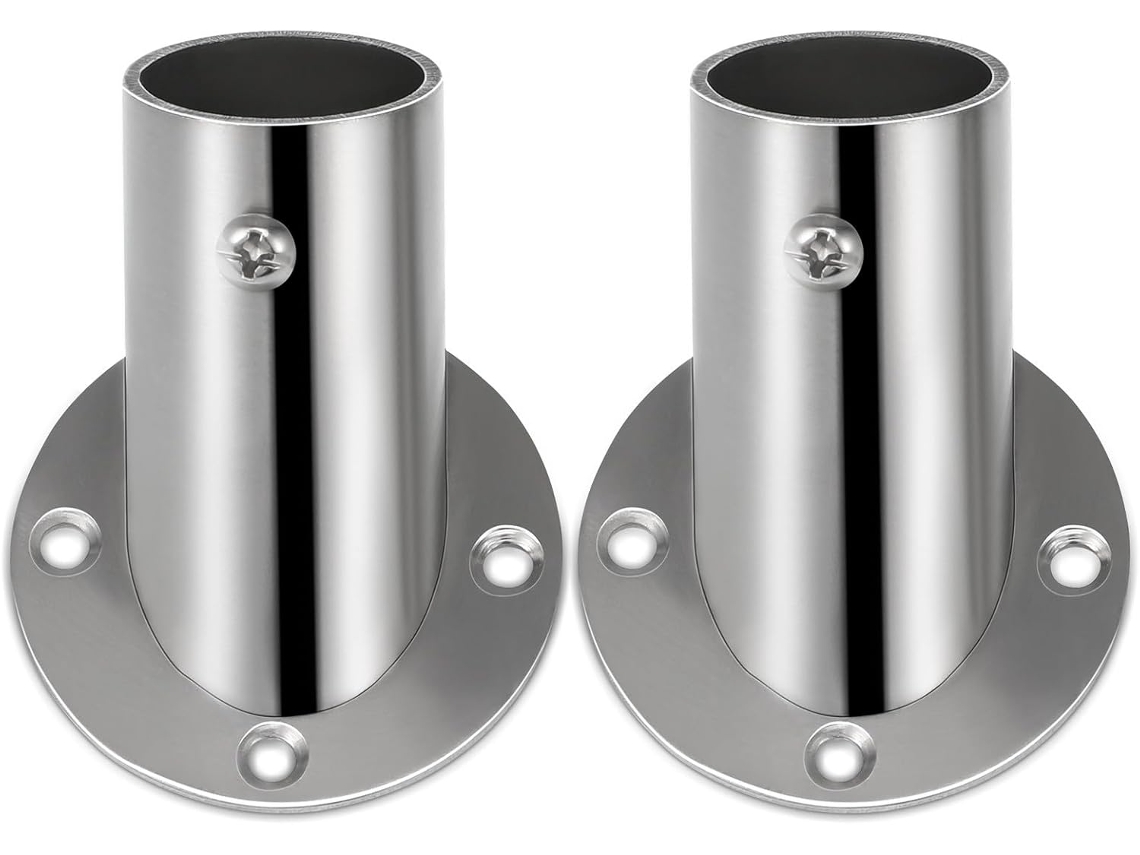Merryhapy Conjunto De 2-suportes Flange Ajustáveis Em Aço Inoxidável Para Varão Roupas E Chuveiro