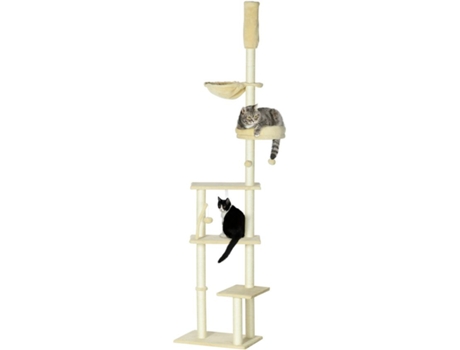 Arranhador para Gatos Aglomerado, Pelúcia e Sisal cor Beige 54x34x230-250 cm PAWHUT