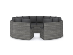 Maison Exclusive - 8 Pcs Conjunto Sofás De Jardim C/ Almofadões Vime Pe Cinzento