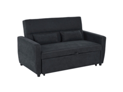 Sofá-cama Preto 2 Lugares Com Encosto Ajustável, 148x82x89cm, Tecido Para Sala