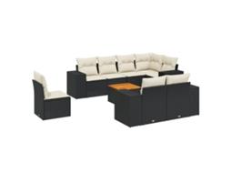Conjunto de 9 Sofás para Jardim com Almofadões Vime Pe Preto MAISON EXCLUSIVE (9 pcs)