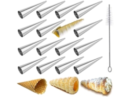 16 Moldes de Acero Inoxidable para Crema, Moldes para Conos de Crema, Croissant Y Cannoli, Ideal para Helado Y Postres