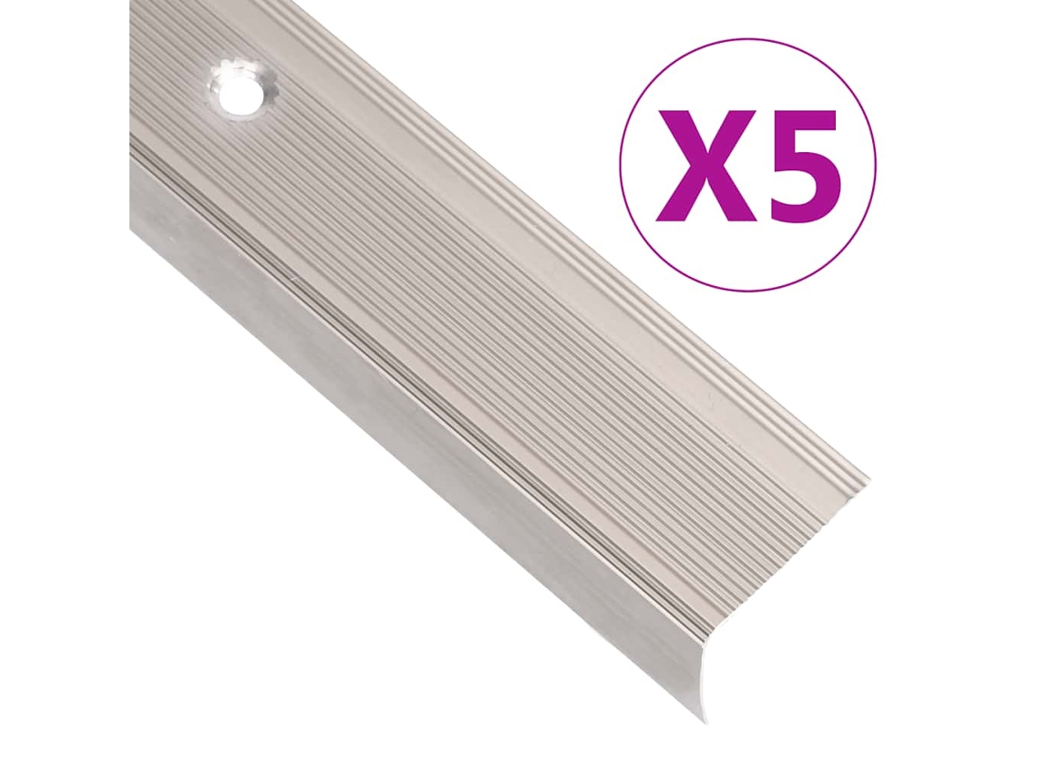 Vidaxl Perfil P/ Escada Em Forma De L 5 Pcs Alumínio 90 Cm Champanhe