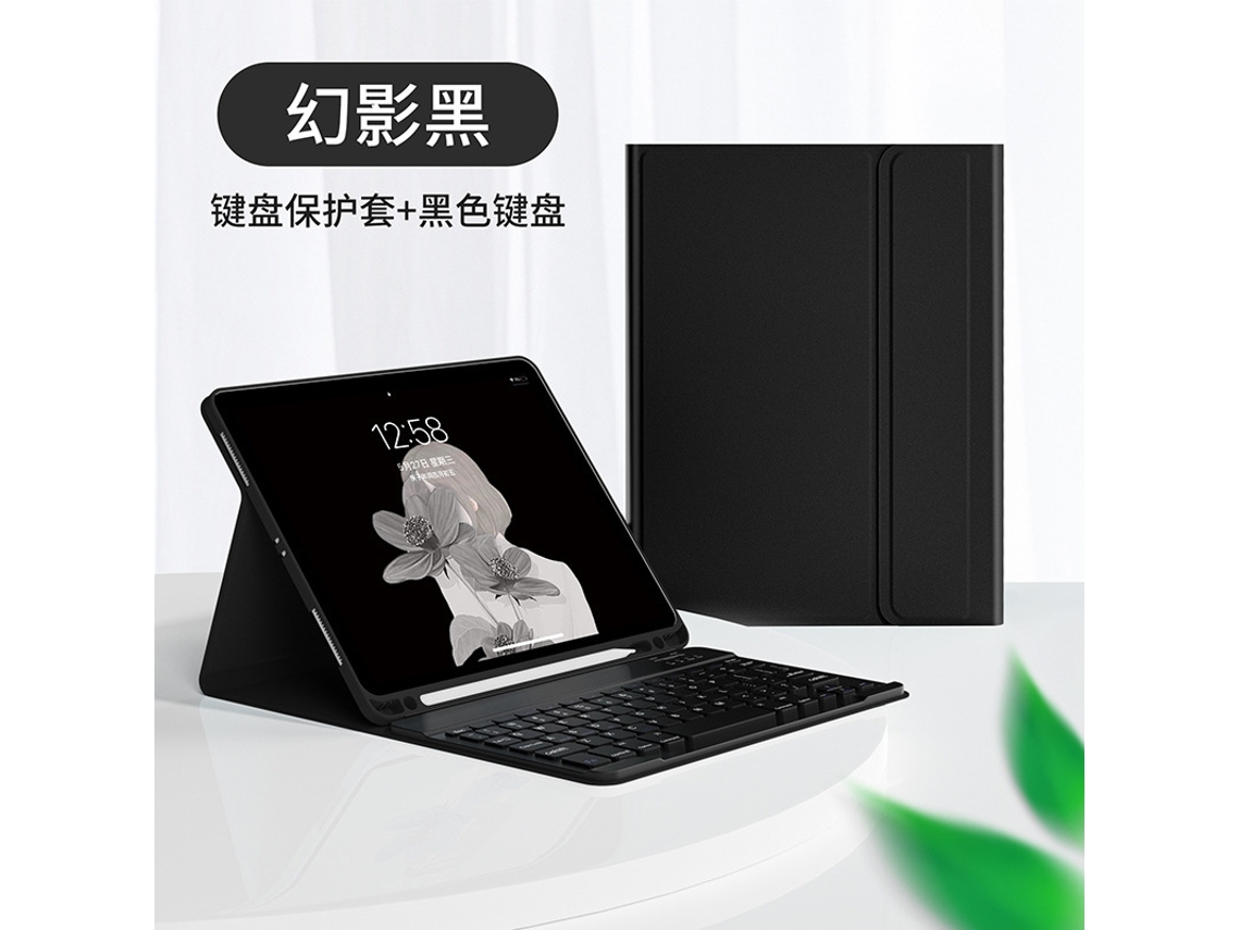 Capa Com Teclado Bluetooth Em Couro Compatível Com Ipad Pro 11 2022/2021/2018 Com Tela Cheia De 11 Polegadas, Mouse, Cor Preto