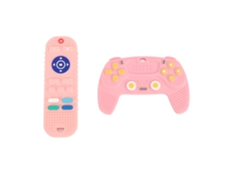 2 Pack Chupetes De Silicona Para Bebé Forma De Control Remoto Tv Juguetes Masticables Sensoriales Educativos Rosa