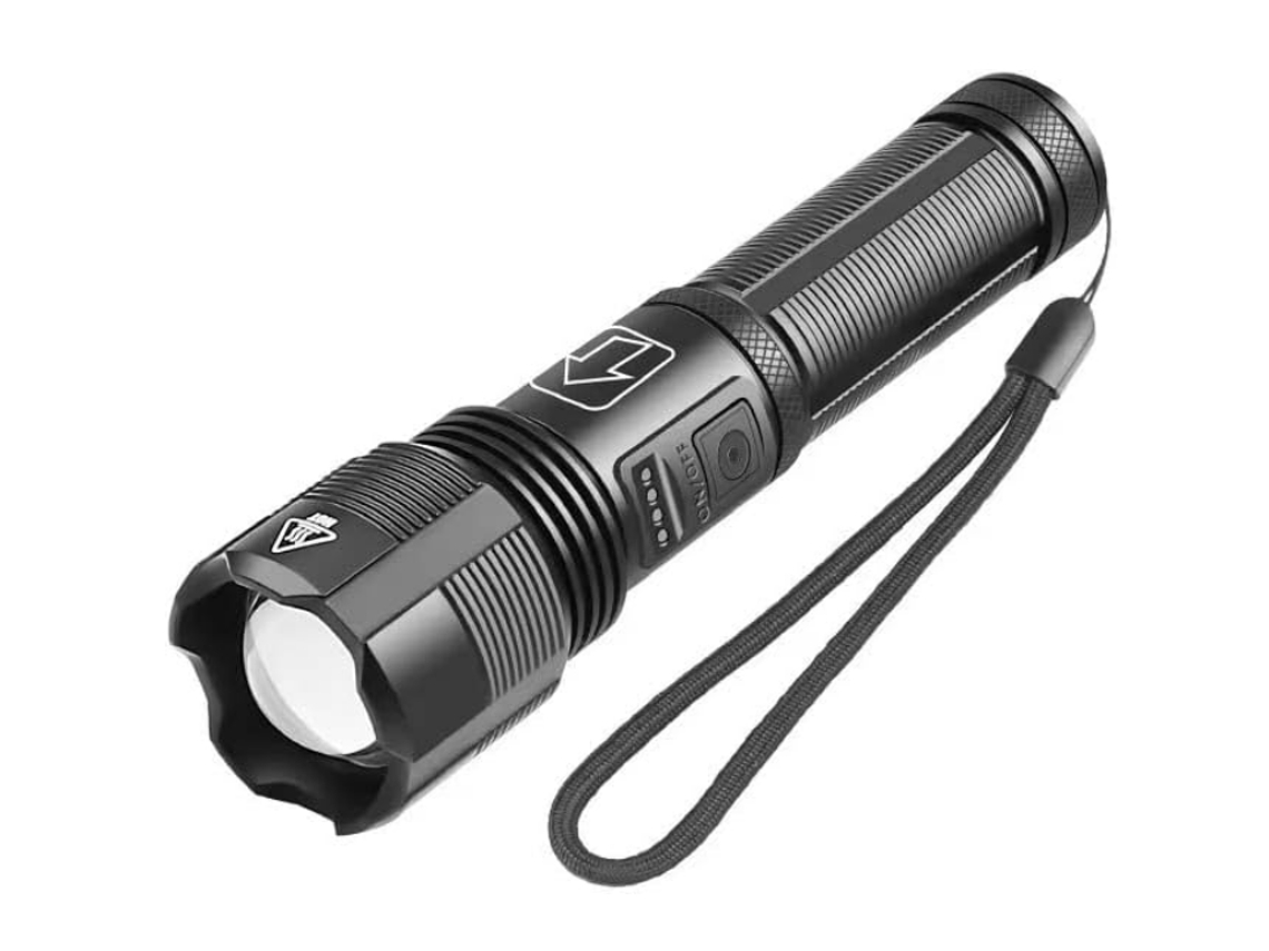 Lanterna Recarregável Tática Led Xhp50 Brilhante Lúmens Altos com Zoom 5 Modos Luz de Flash Resistente À Água Preta YIZHOOD