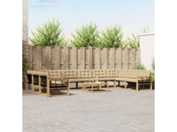 Vidaxl Conjunto De Sofás Para Exterior 11 Unid. Branco E Bege