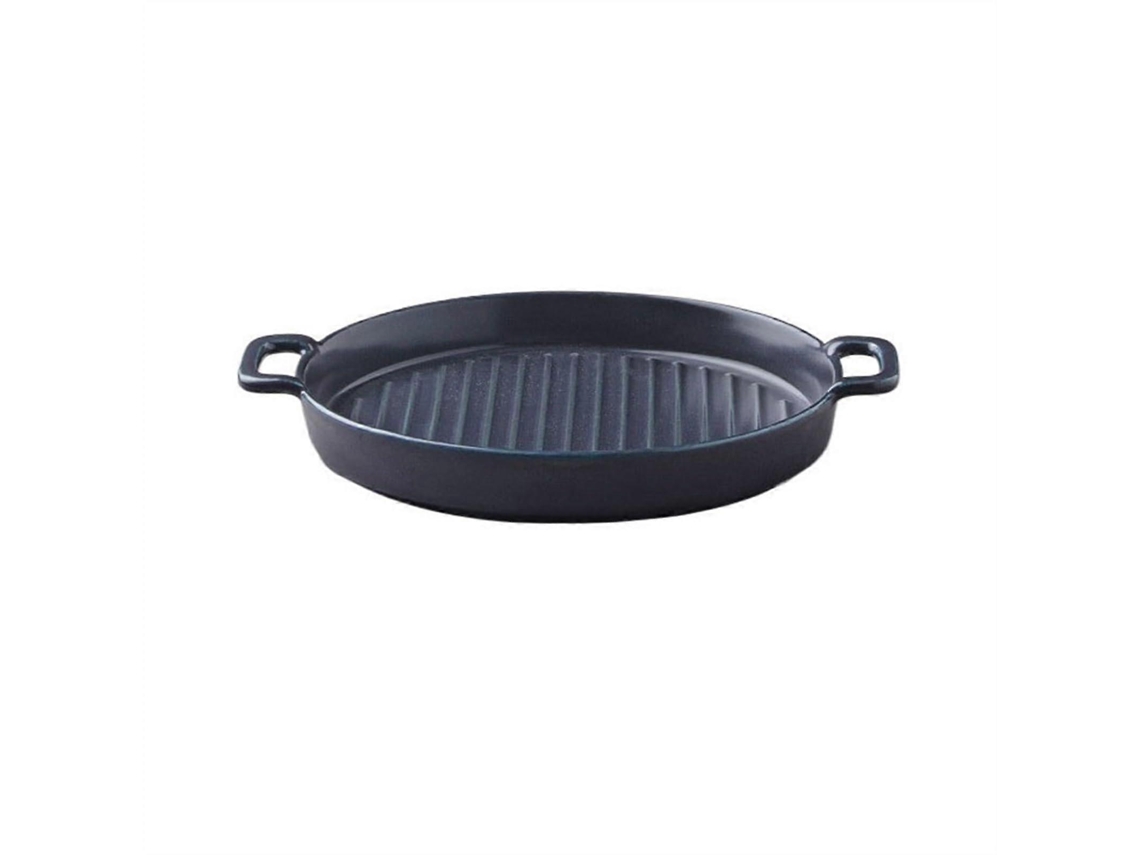 Assadeira Redonda De Cerâmica De 20 Cm Com Alças Duplas Para Forno, Ideal Para Lasanha E Caçarolas.