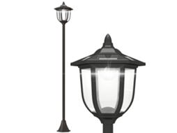 Luminária Jardim de Solar Luminária de Rua com 6 Luzes Led e Bateria Recarregável Solar com Autonomia de 6 8 Horas Ø 26,5x177cm Preto