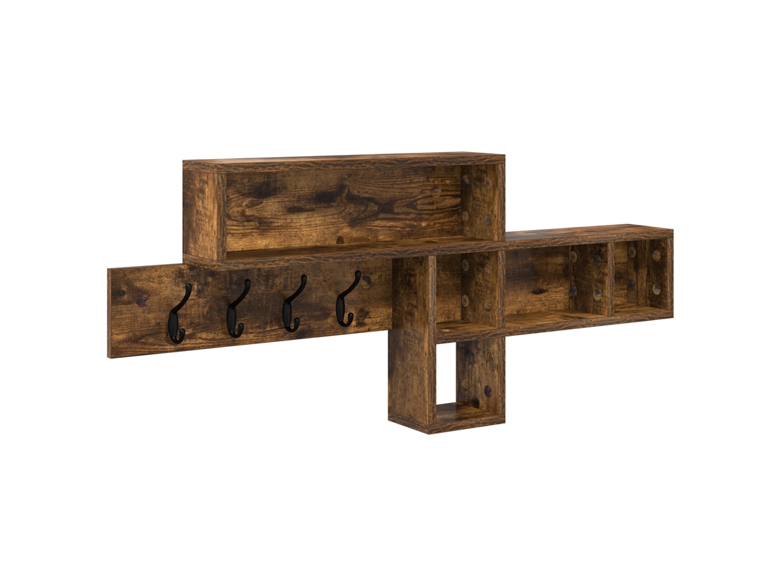 Cabideiro De Parede Com Prateleira Vidaxl Castanho Derivados De Madeira (100x12x43.5 Cm)