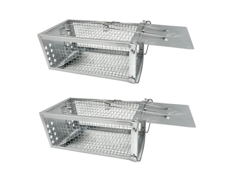 Conjunto de 2 Armadilhas para Ratos Gaiola de Captura 27 X 14 X 11,5 Cm em Aço 2 Un ANIMOOD