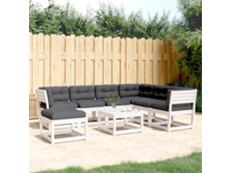 Vidaxl 7 Pcs Conj. Lounge De Jardim C/ Almofadões Pinho Maciço Branco