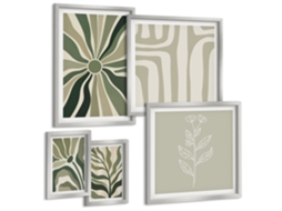 Conjunto De Pinturas Padrões Vegetais Abstratos Espelharte (5 Peças)