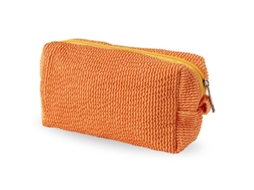 2026-bolso De Maquillaje De Color Sólido Versátil Naranja Con Cremallera De Metal Y Gran Capacidad