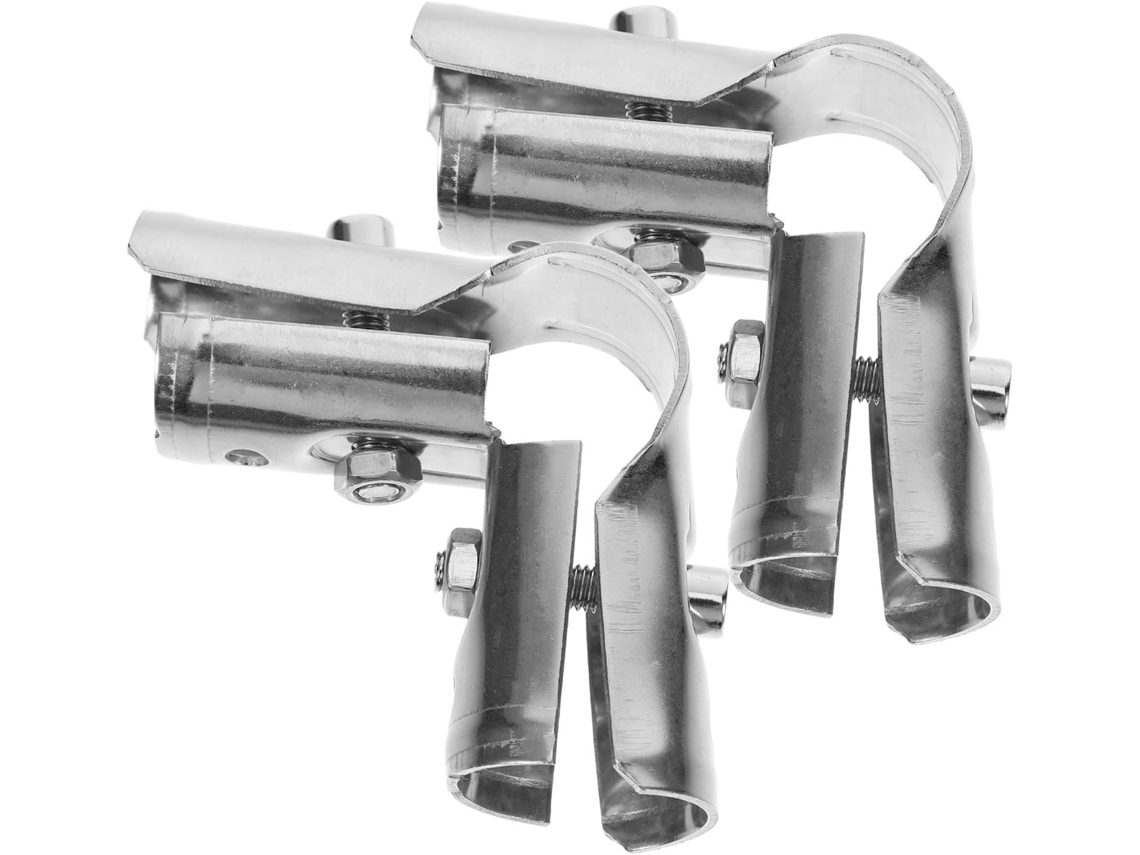 Adaptadores de Tubo para Estufa Inoomp de 2 Peças, Metal com Revestimento de Zinco, Abraçadeiras Triplas Curvadas para CHABERLU
