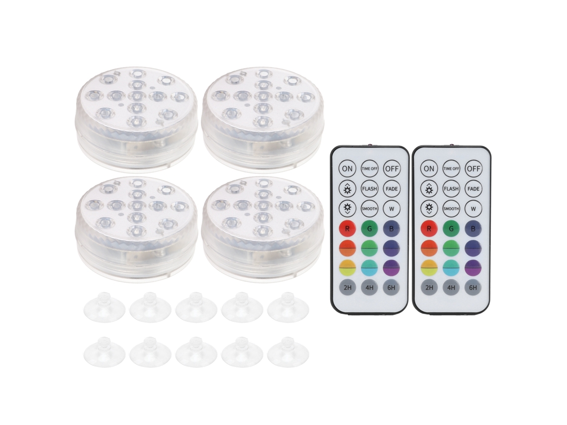 2026 4 Peças de Lâmpada Subaquática Rgb 16 Cores com Controle Remoto para Piscina, Aquário e Decoração de Fonte