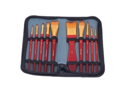 Primerox conjunto de 11 Pincéis de Nylon Importado para Tinta Acrílica, Óleo e Água com Sacola de Tecido