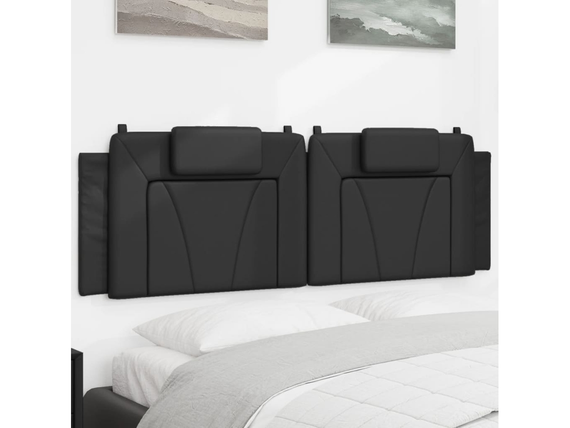 Vidaxl Almofadão De Cabeceira Viana 160 Cm Couro Artificial Preto
