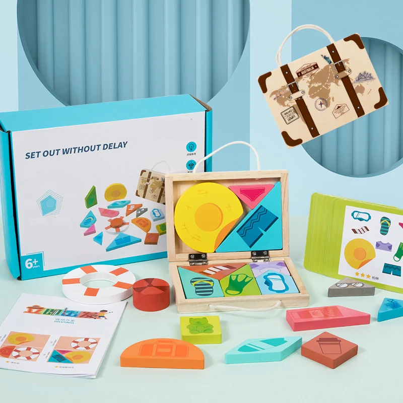 Quebra-cabeça De Blocos De Madeira, Auxílio No Treinamento Do Raciocínio Lógico Infantil, Brinquedo Sensorial Portátil, Presente Para Pré-escola.
