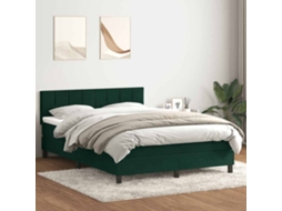 Vidaxl Cama Com Molas/colchão 160x220 Cm Veludo Verde-escuro