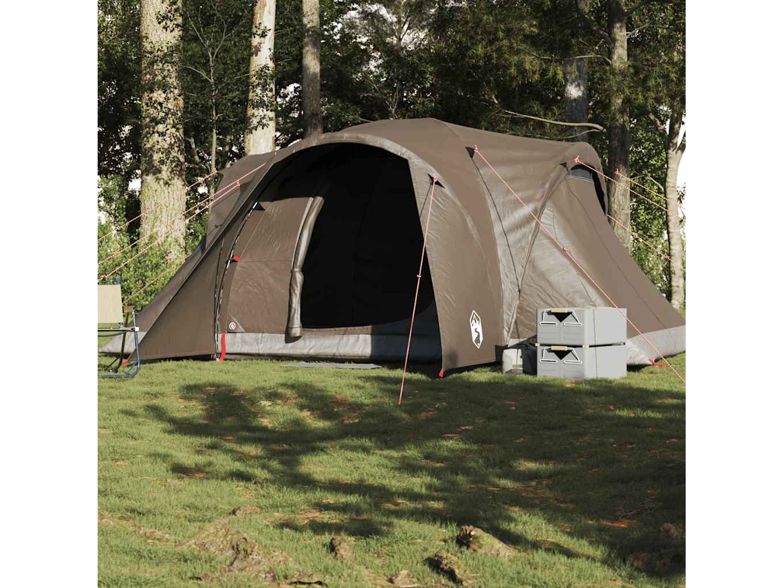 Vidaxl Tenda Familiar Em Cúpula Para 6 Pessoas Impermeável Castanho