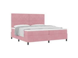 Cama Box com Colchão com Cabeceira Rosa 200x200 Cm Veludo MAISON EXCLUSIVE