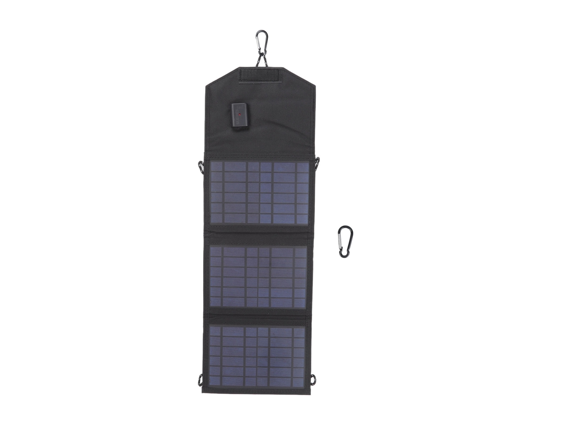 Carregador Solar Portátil Com Gancho E Bateria Plegável