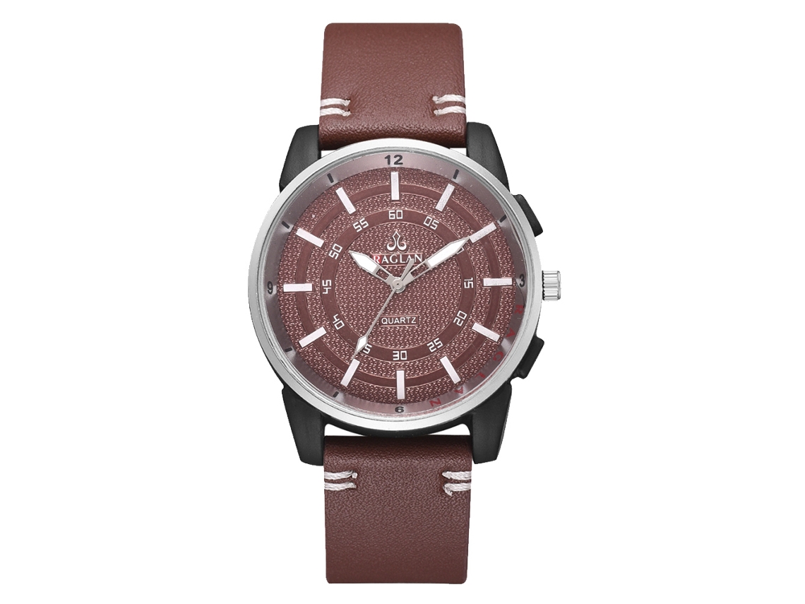 Relógio masculino analógico de quartzo marrom claro com pulseira de couro PU, estilo simples e elegante.