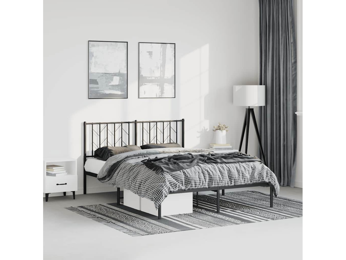 Vidaxl Estrutura De Cama Com Cabeceira 193x203 Cm Metal Preto