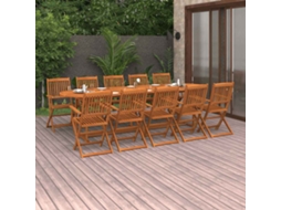 Vidaxl 11 Pcs Conjunto De Jantar Para Jardim 280x90x75cm Acácia Maciça