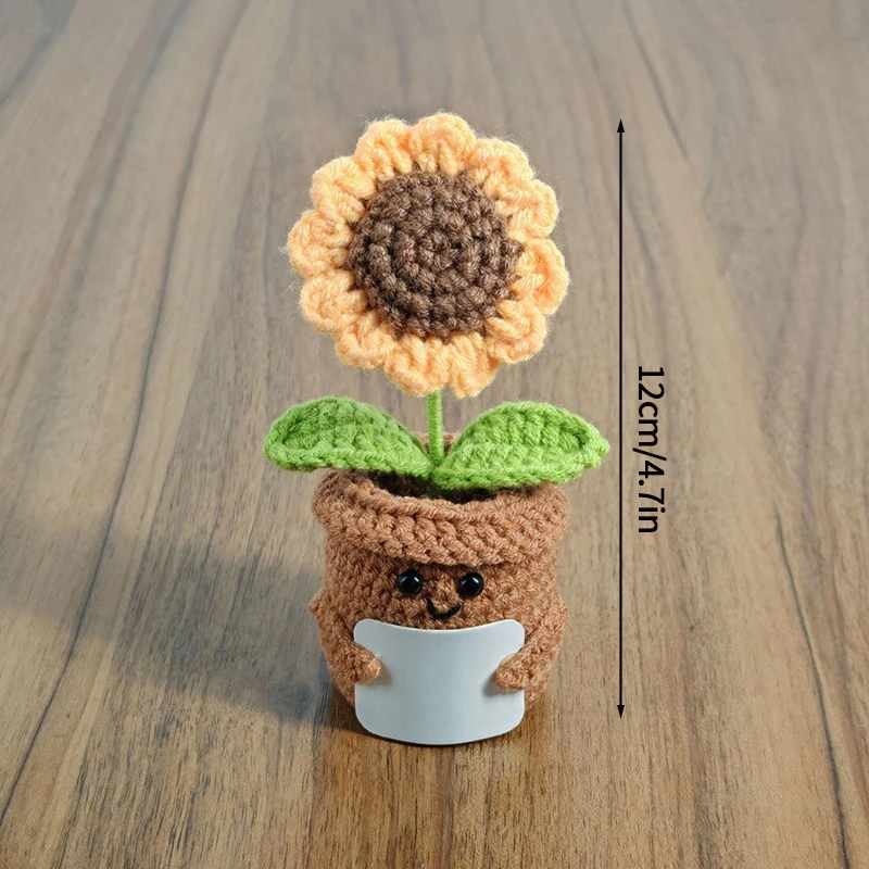 Enfeite de Mesa em Vaso com Flor Artificial de Crochê, Presente de Formatura MDUG